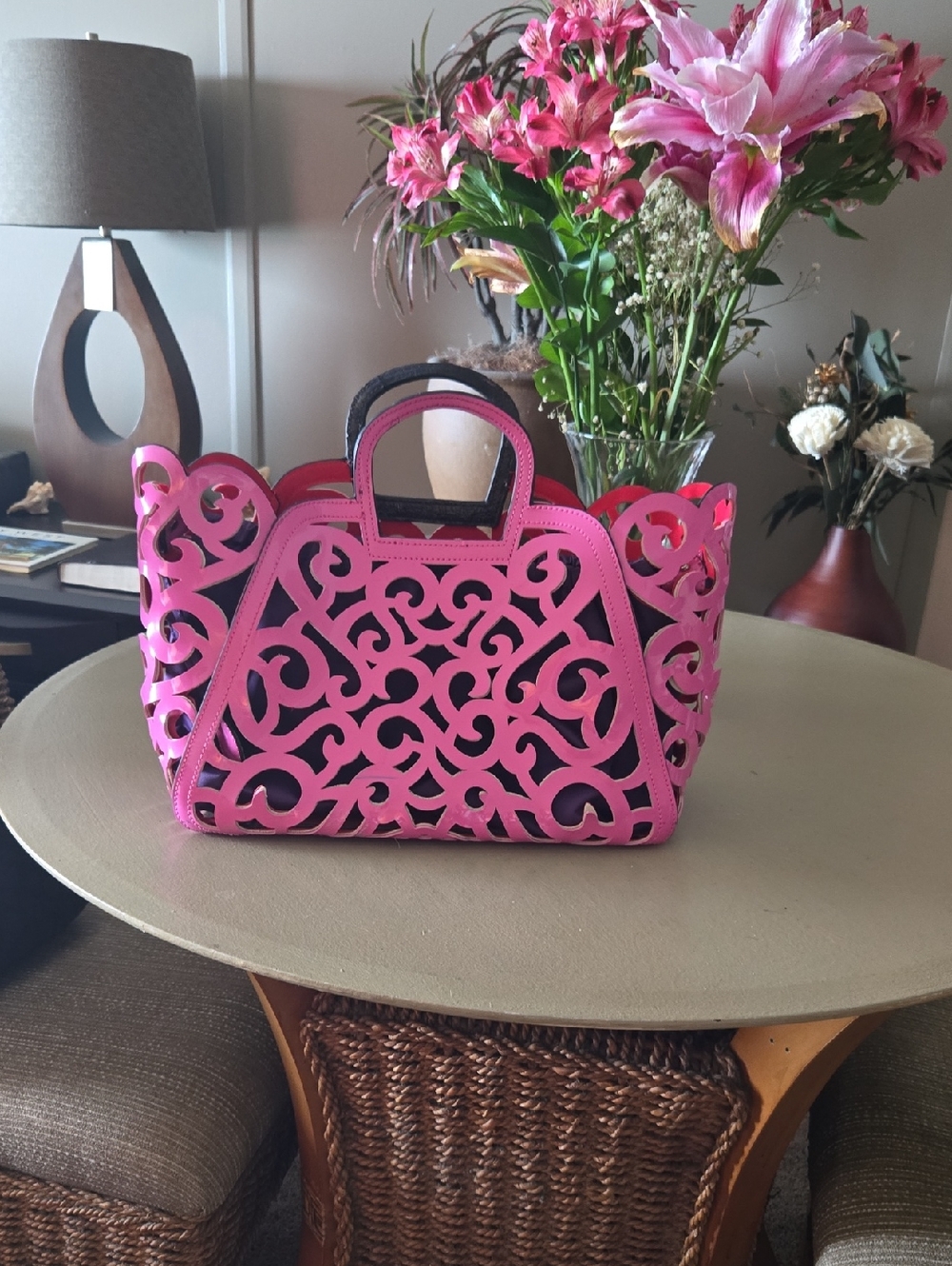 Pink Laser-Cut Satchel Tote - Unbranded Water Proof